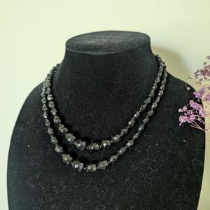 Vintage Black Beaded Necklace